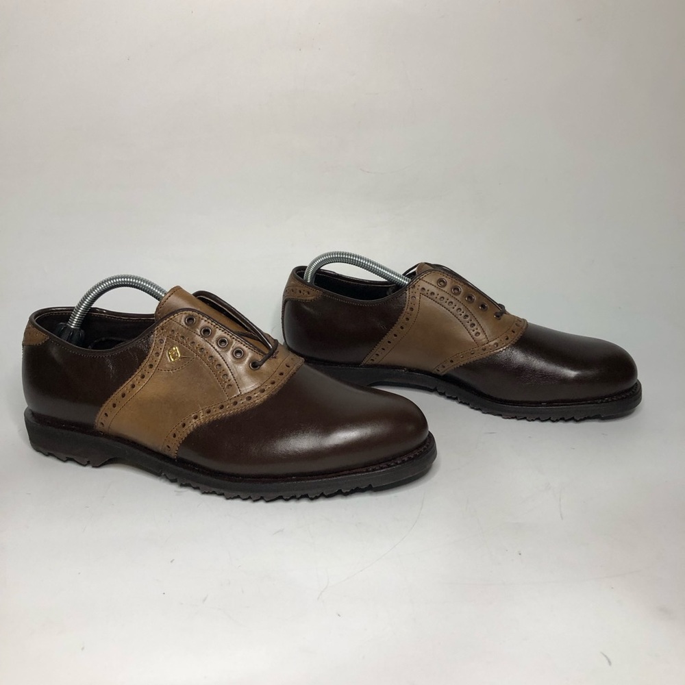 FootJoy Classics Leather Spikeless Golf Saddle Oxford Mens Size 9.5D Brown 55483